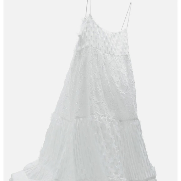 NWT Zara Embroidered Fringed Summer Dress Sz. L - Picture 6 of 7